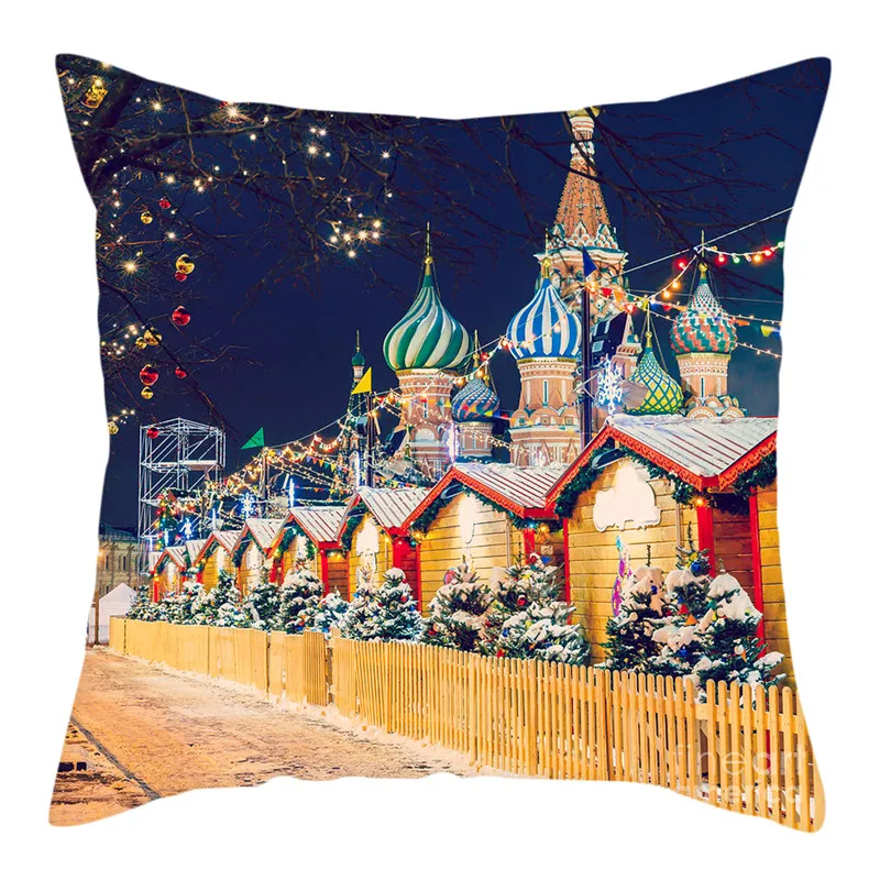 Fuwatacchi Merry Christmas Cushion Cover Pillowcases Snowmen Polyester Throw Pillow Case for Home Sofa Decorative Pillows | Дом и сад