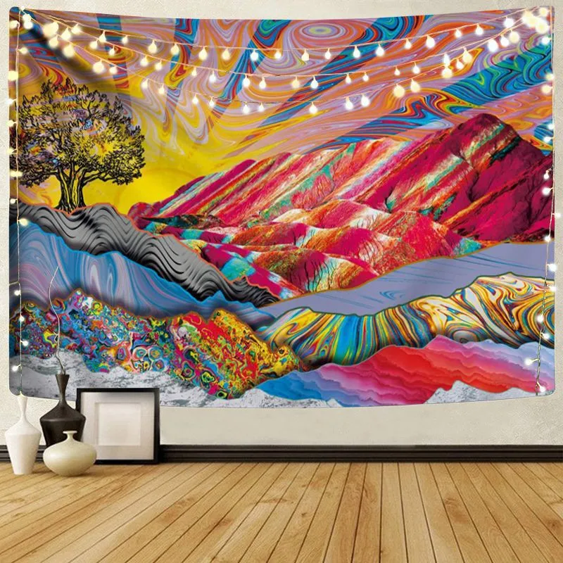 Cilected Colorful Psychedelic Tapestry Wall Decoration Background Cloth Mount Sun Art Hanging Home Carpet | Дом и сад