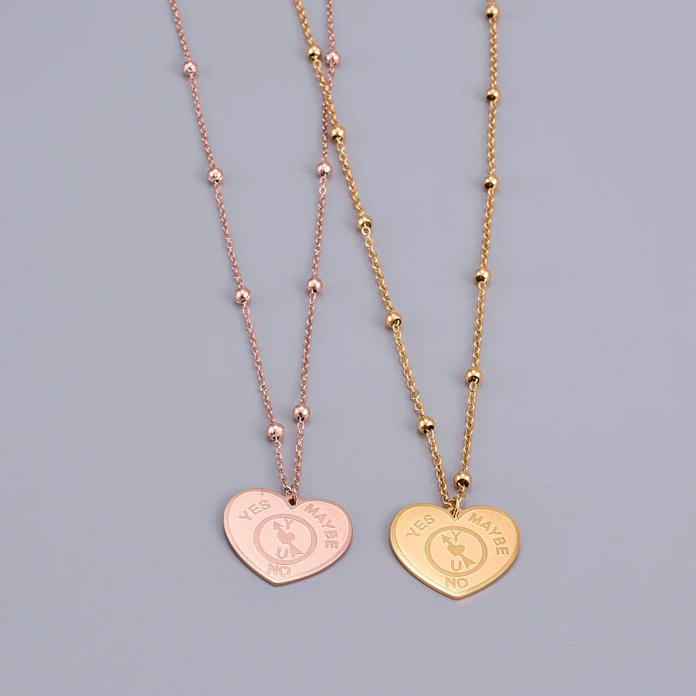 

Amaiyllis 18K Gold Minimalist Peach Heart Clavicle Heart Necklace Pendant Letters Frosty Gold Heart Necklace For Women Jewellry