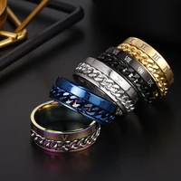 2022 new stainless steel link chain color ring for men women classic roman numerals 8mm ring trendy jewelry accessories