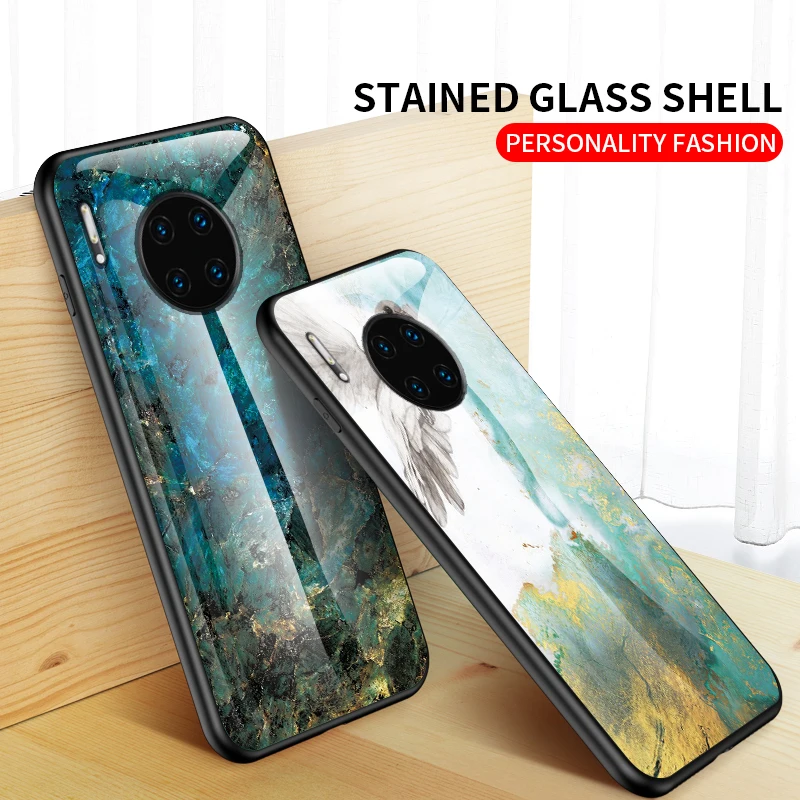 

For Huawei Mate30 Pro Luxury Marble Pattern Gradient Tempered Glass Back Cover For For Huawei Mate30 Mate 30 Lite 30Lite Case