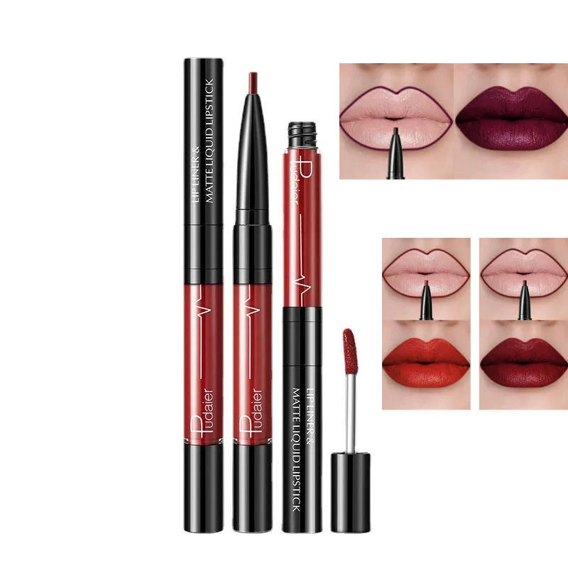 

Velvet Matte Texture Lasting Not Easy To Decolor Non-stick Cup Two-in-one Double-headed Lip Gloss Pencil Lip Gloss Lipstick