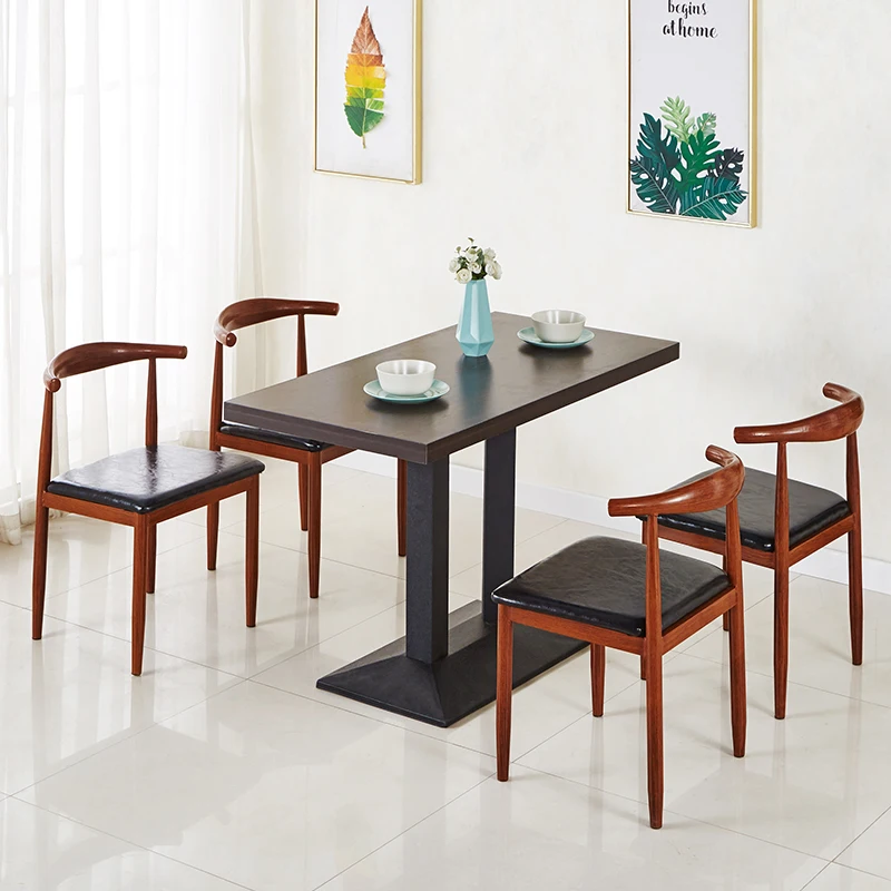 

Imitation solid wood iron horn chair stool coffee restaurant table and chair simple dining chair tea dessert table and chair com