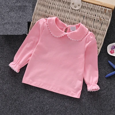 Блузки для девочек хлопковые детские топы, осенняя школьная блузка для девочек Детская весенняя одежда рубашка для девочек Рубашка с длинными рукавами для малышей, 73-130
