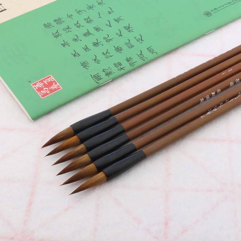 Набор кистей для каллиграфии 6 шт. каллиграфия коричневый цвет + 1 простой