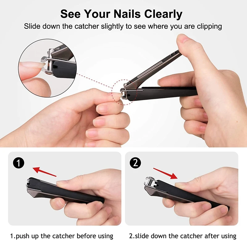

2 PCS Professional Stainless Steel Nail Clipper Cutter Toenail Cutting Machine Pedicure Scissors Manicure Files