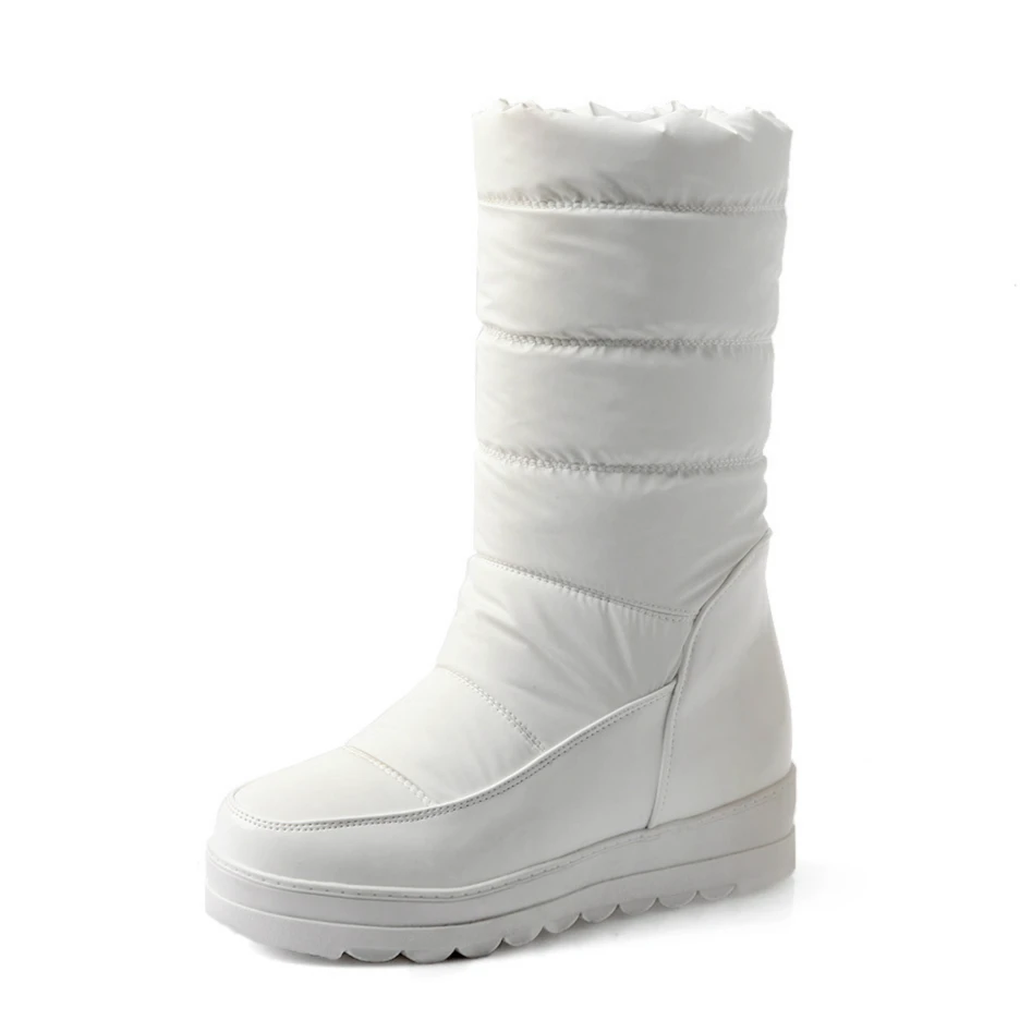 

Winter Warm Snow Boots Waterproof Platform Shoes Solid Color Mid Calf Thick Fur Down Ladies Cotton Space Boots New Drop Shipping