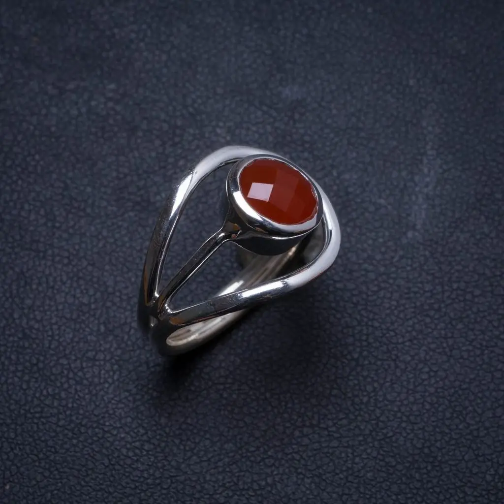 Натуральное сердолик ручной работы уникальное 925 пробы Серебряное кольцо размер