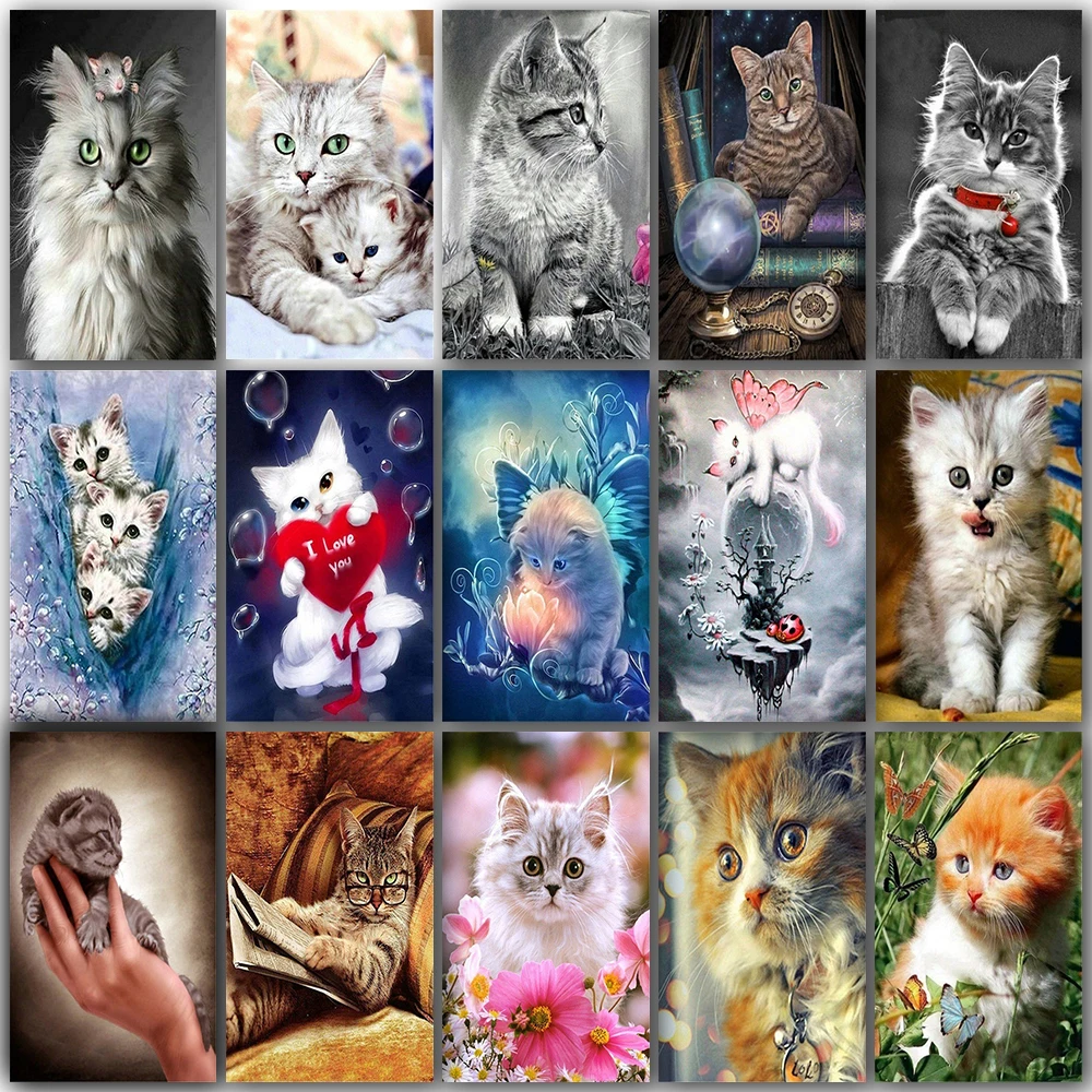 

Diamond Painting Cat Full Round Diamond Embroidery Animals Picture Of Rhinestone Cross Stitch Diamond Mosaic Handwork