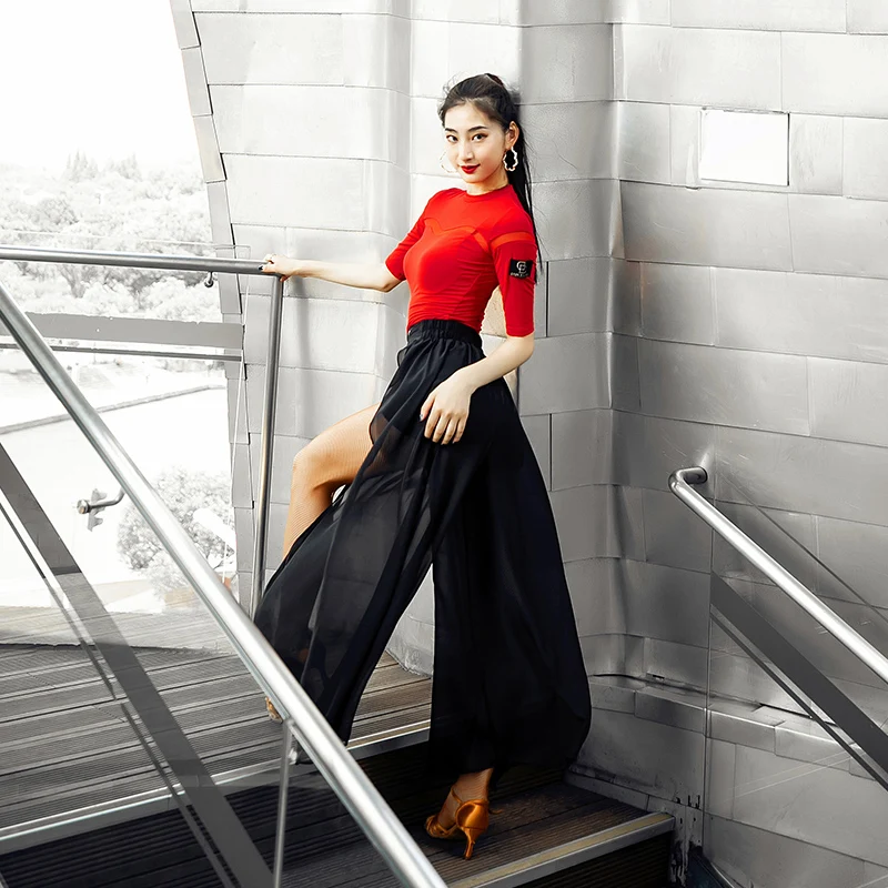 Новинка топы для латинских танцев Женская Одежда Сексуальная Открытая грудь