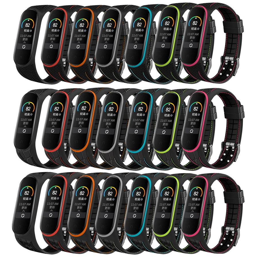 Ремешок силиконовый для Xiaomi Mi band 6 5 4 спортивный сменный Браслет смарт часов Miband