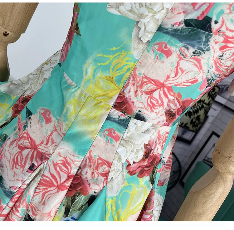 

Summer New Bohemian Holiday Beach Dress Women's V-neck Flounce Short Sleeve Dress Slim Waist Temperament Midi Dress Vestidos