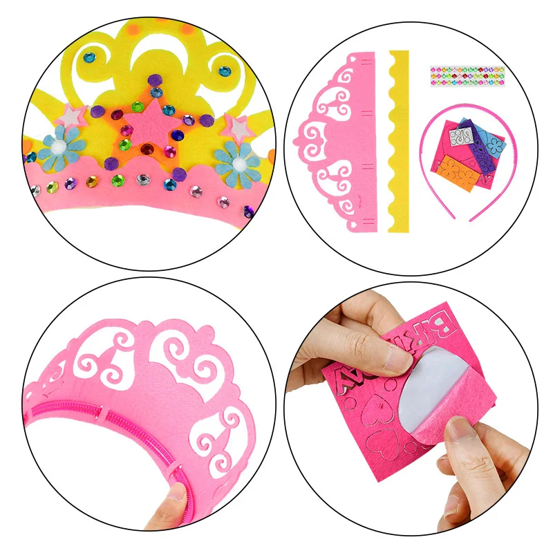 Нетканая Корона Ручной работы поделки на день рождения с головным убором Детские