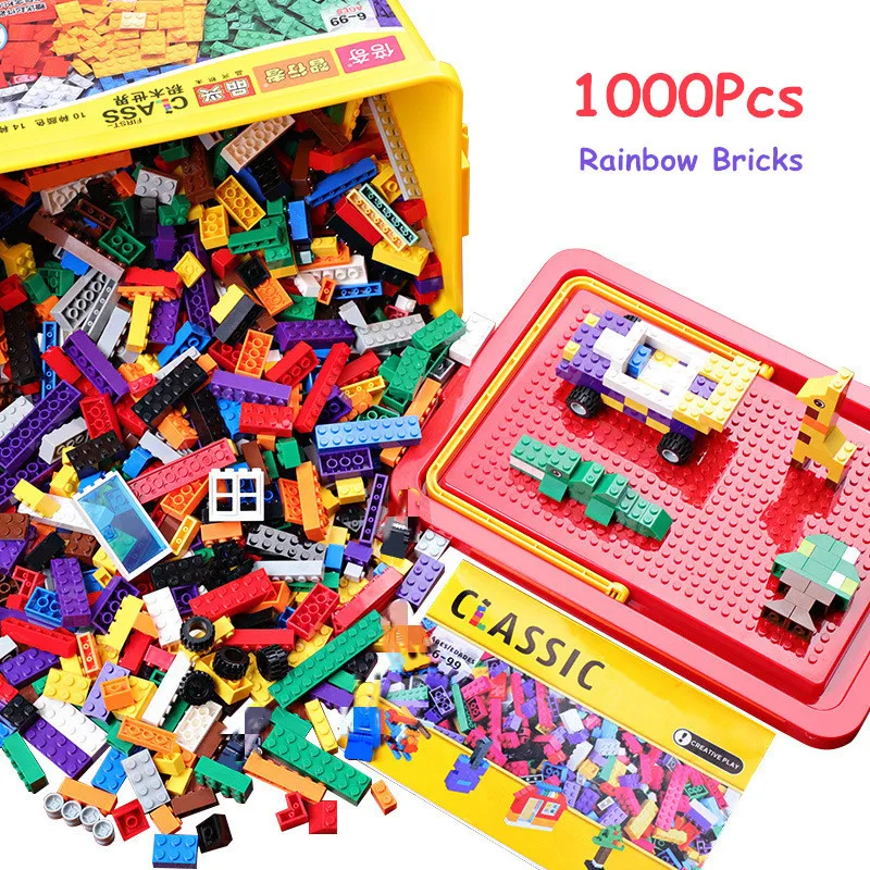 500/1000pcs Rainbow Building Blocks Compatible with Classic Block Bricks Figurine Accessory DIY Toys For Children | Игрушки и хобби