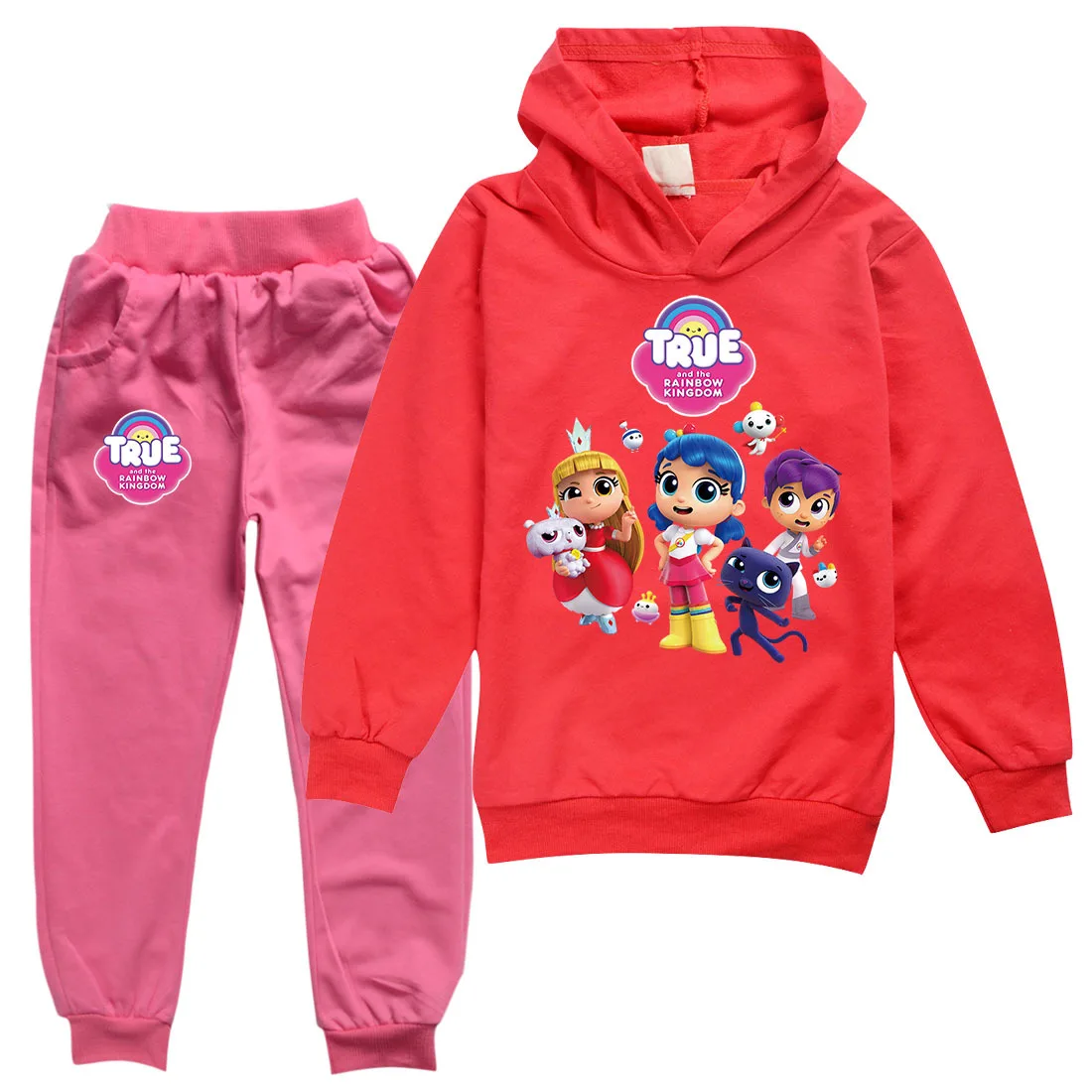 

Girls Clothes Cartoon True Rainbow Kingdom Print Boy Clothing Set Spring Autumn Clothes Kids Long Sleeve Hoodie Pants 2pcs Suits