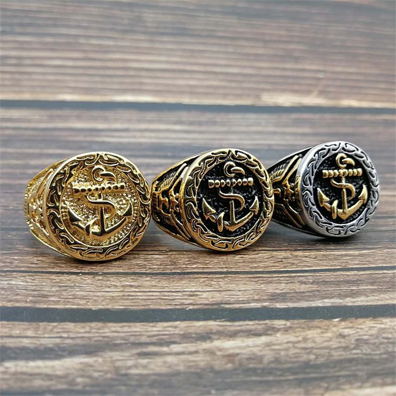 

Europe and the United States fashion retro Ship anchor Eagle Men's Ring Personality trend punk men ring gifts Jewelry wholesale
