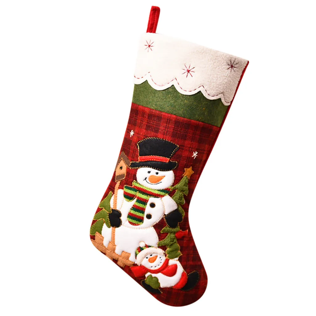 Новогодний Рождественский чулок сумка для конфет в подарок Рождественская елка