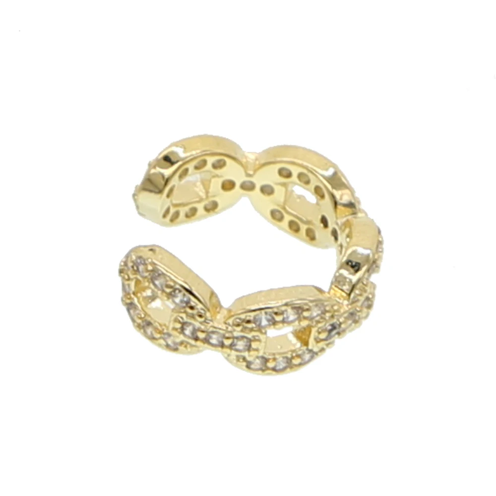 1 шт. золотые серьги клипсы с фианитами|Серьги-клипсы| |