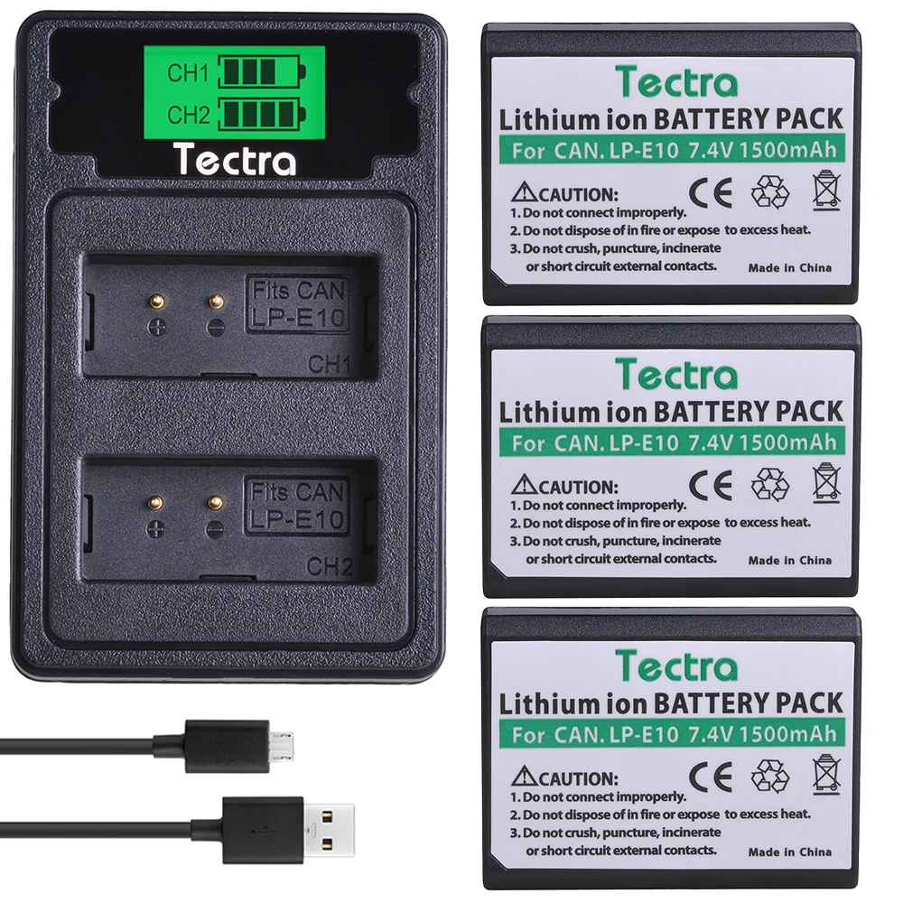 

3x1500mAh LP-E10 LPE10 LP E10 Camera Battery Bateria+LEDDual USB Charger for Canon 1100D 1200D 1300D Rebel T3 T5 KISS X50 X70