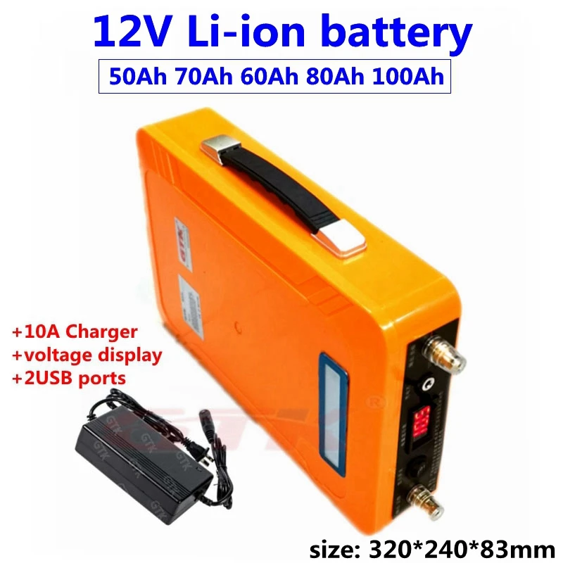 Водонепроницаемый Литий ионный аккумулятор 12 В 50 а/ч 60 А/ч 70 80 100 с BMS для