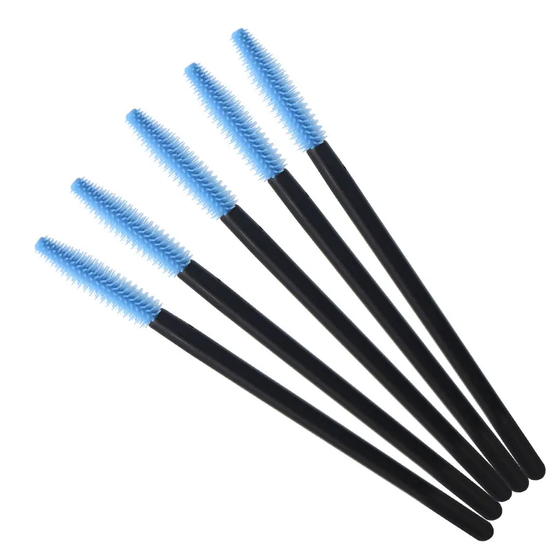 black blue 200 шт розовая силиконовая ресница щеточки Одноразовые Тушь для ресниц палочки аппликаторы для ресниц косметические кисти инструменты для макияжа - Handle Color: black blue