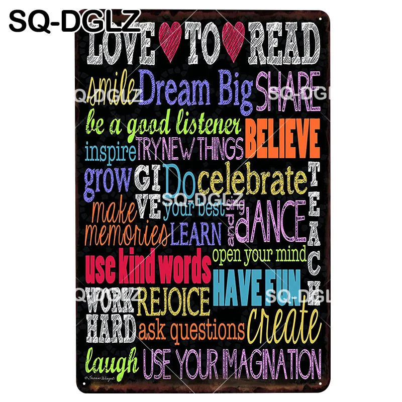 [SQ-DGLZ] надпись LOVE TO READ металлический знак винтажный Декор бара жестяной декор для