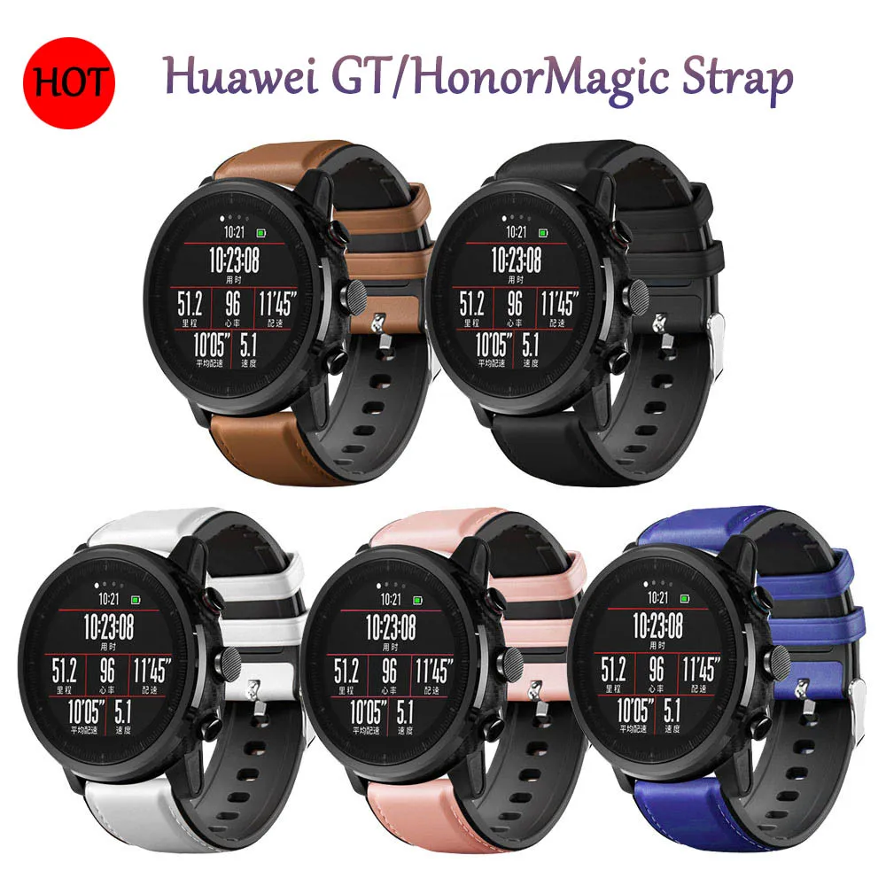 Ремешок для часов Huawei GT GT2 Soft Watchbands Silicone Leather Honor Magic 46mm smart wearable accessories on.