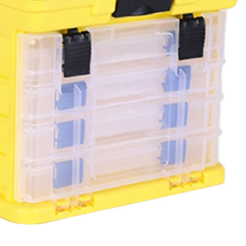 

Hand-Held Lua Box Toolbox Luya Box Storage Box Parts and Crafts Rack Toolbox with 4x Storage Bags,Yellow+Black