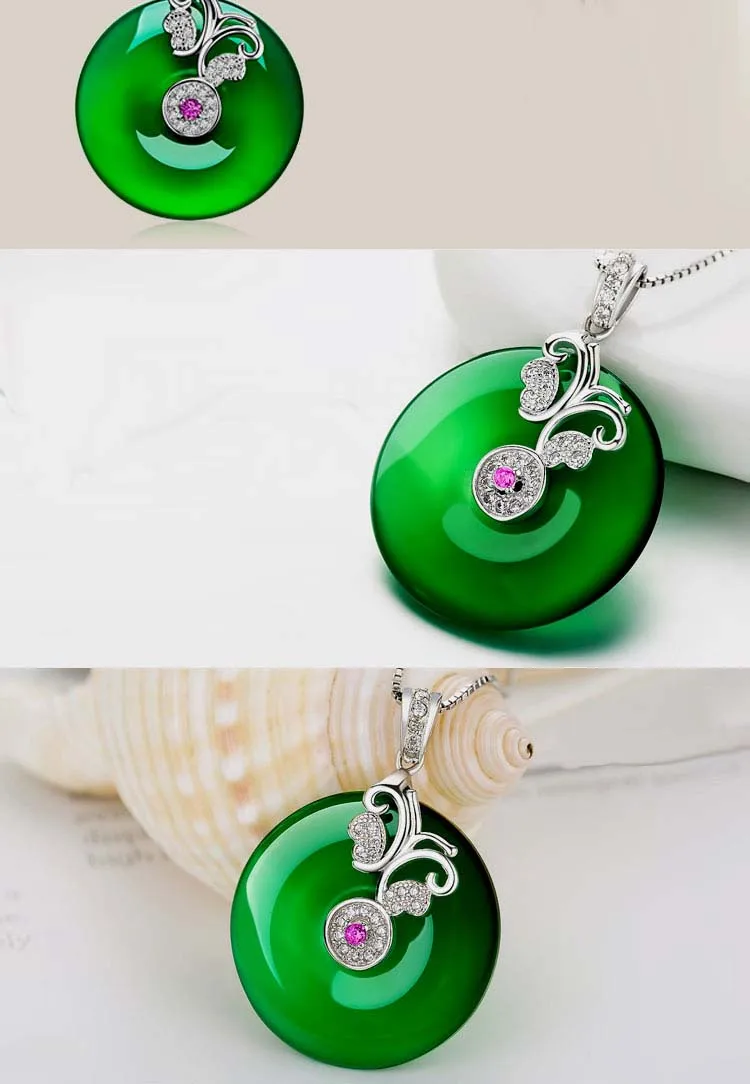Эксклюзивный дизайн подвески и ожерелье из натурального зеленого нефрита с