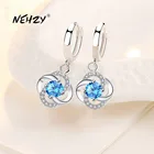 Серьги женские из серебра 925 пробы, с голубыми кристаллами и цирконами