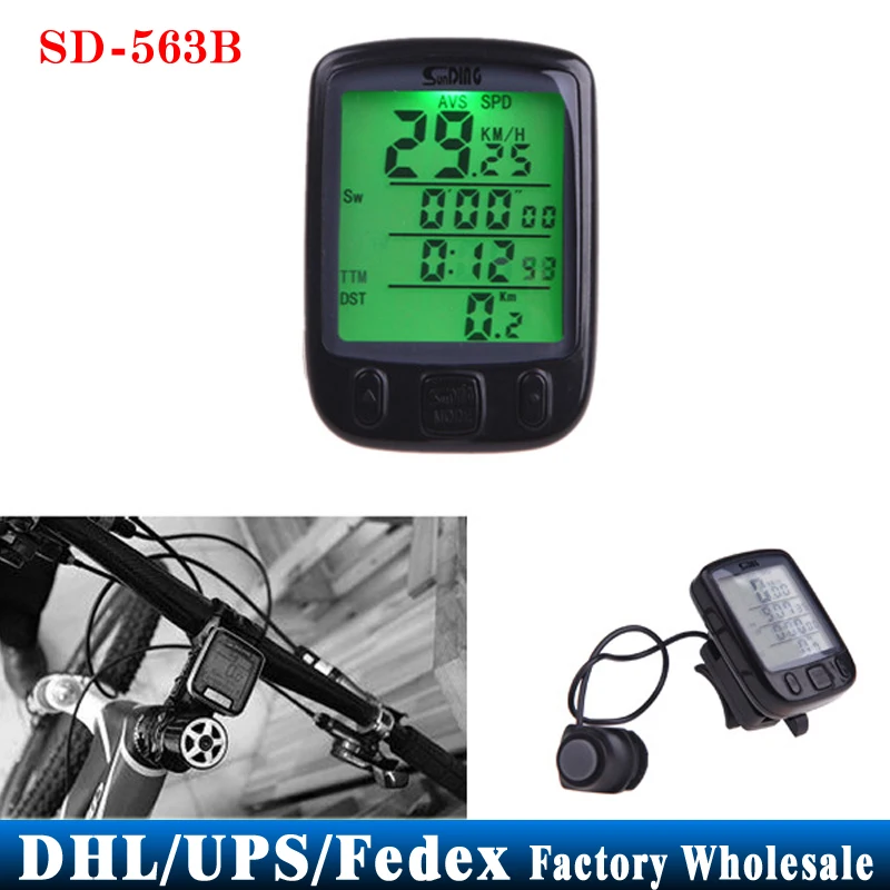 

100pcs/lot SD-563A/B LCD Mountain Computer Odometer Speedometer Waterproof