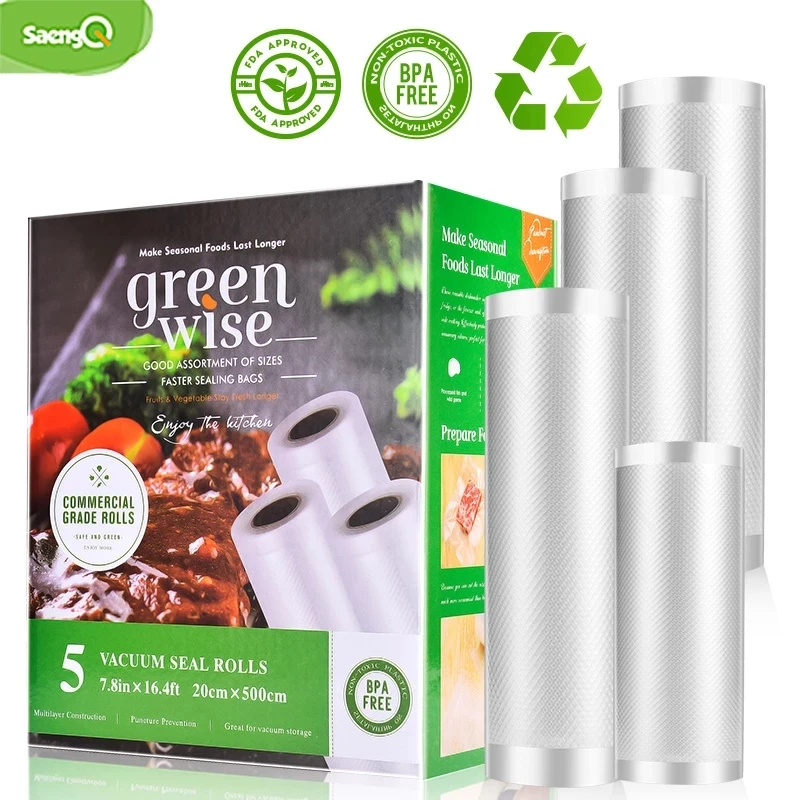 

SaengQ вакуумные пакеты для еды, вакуумный упаковщик, упаковочный пакет, вакуумный упаковщик, пакеты для хранения еды, для сохранения свежести,...