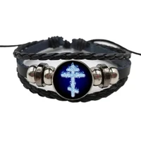 hot sale orthodox leather bracelet byzantine russia black bracelet glass bracelet jewelry