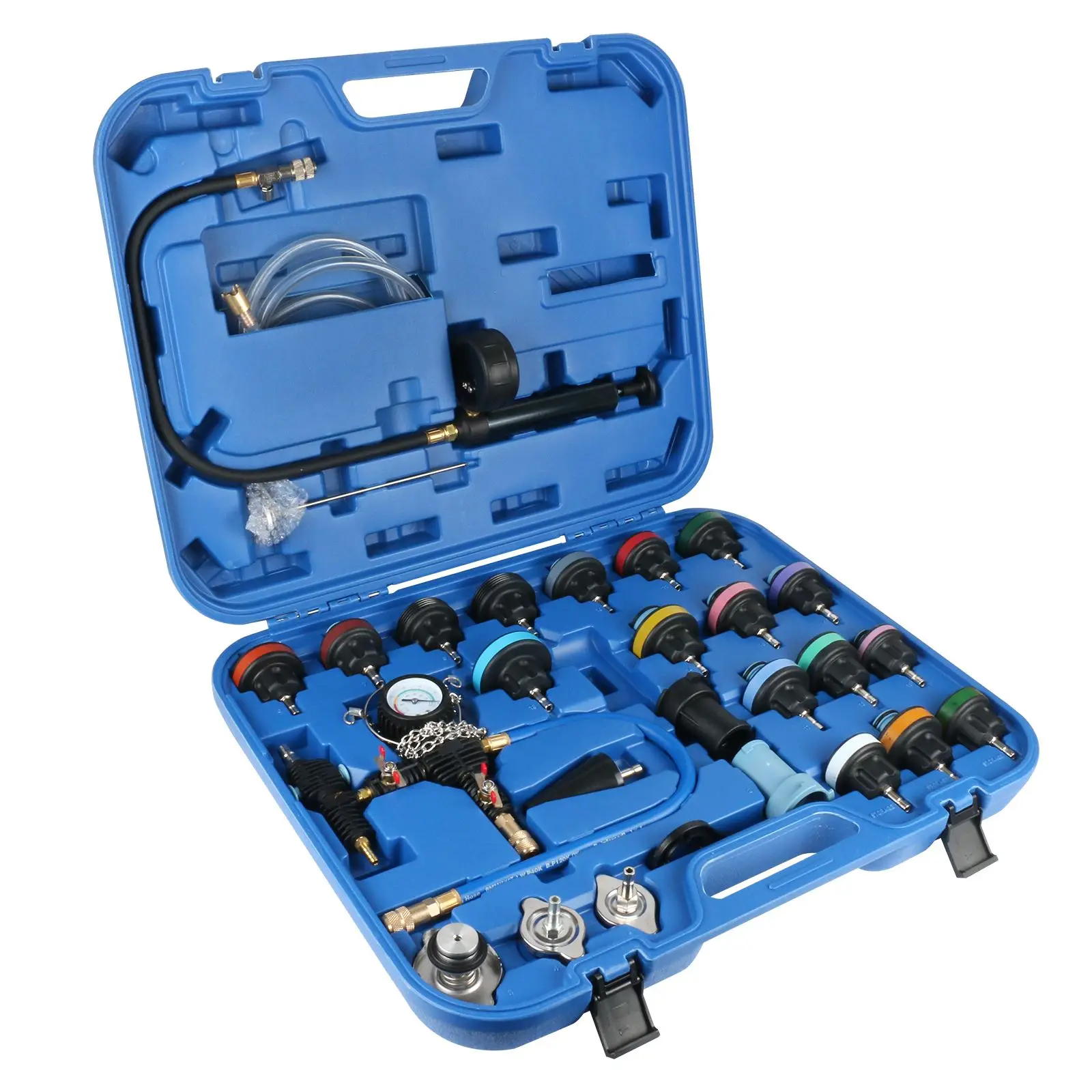 28-Piece Car Radiator Pressure Tester and Vacuum Cooling System Repair Tool Kit with Water Tank Leak Detection Detector image 6