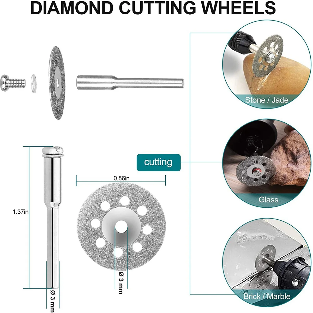

121 Pack Rotary Cutting Wheels Tool Kit, Circular Steel Saw Blades Resin Cutting Wheels, Diamond Cutting Wheels