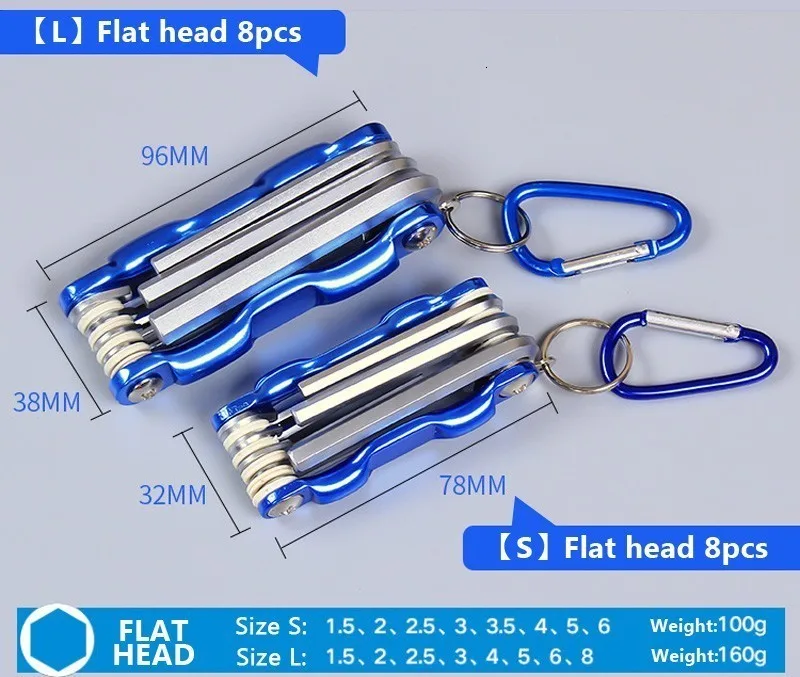 Flat Head Складной портативный шестигранный гаечный ключ набор металла метрический Chave Torx шестигранный ключ шестигранный гайковерты ручной инструмент Llave ключ Шестигранник - Цвет: Flat Head