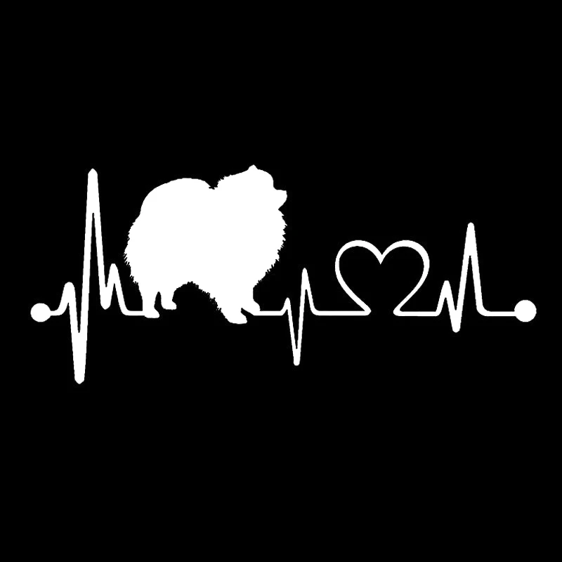 

17*7cm Pomeranian Heartbeat Dog Car Stickers Fashion Personality Vinyl Decal Car Styling Motorcycle Bumper Decoration