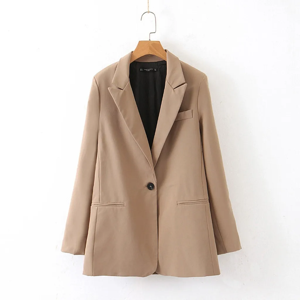 Женский винтажный офисный Блейзер элегантный однотонный свободный пиджак