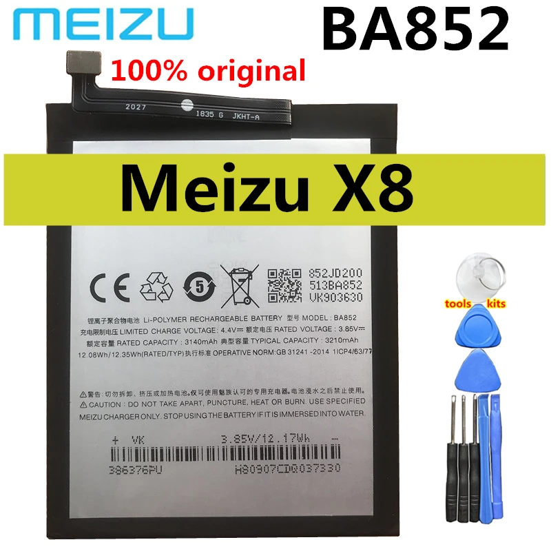 

100% Original 3210mAh BA852 Replacement Battery For Meizu X8 Smartphone Mobile Phone Batteries