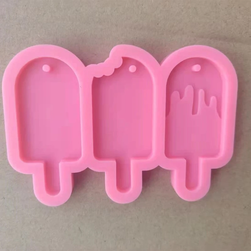 

95AB Key Chain Epoxy Resin Mold Handmade Three Ice Cream Keychain Casting Silicone Mould DIY Crafts Making Tool