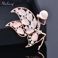 sinleery pink opal pin animal brooch rose gold color tiny cubic zirconia brooch for women bijoux femme zd1 ssb