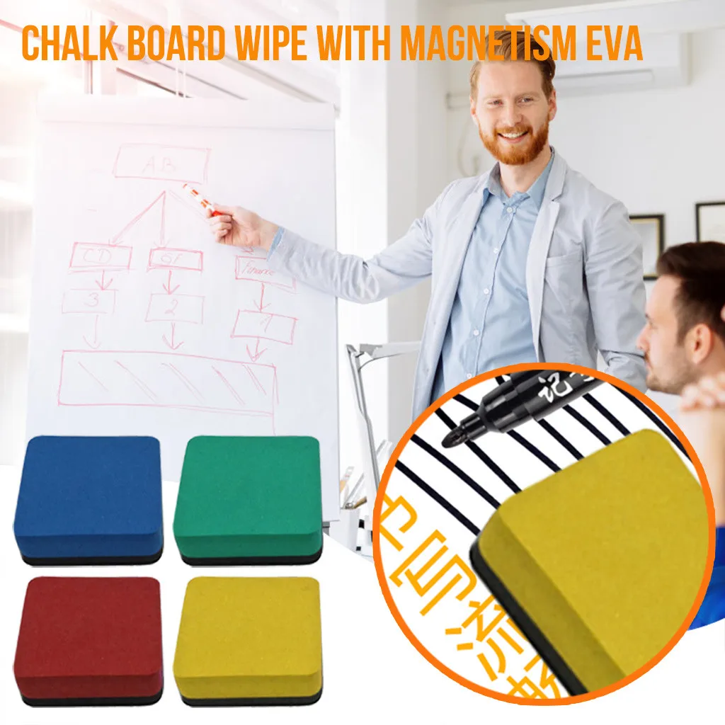 10PC Magnetic Chalkboard Sidewalk Chalk Eraser Whiteboard Blackboard Wipe School Office Supplies Black Board | Канцтовары для офиса