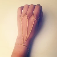 punk fashion three layer chain finger bracelets for women trendy gold silver color harness bracelet hand back chain jewelry
