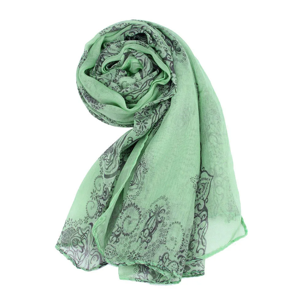 Тонкий платок шали Шелковый атласный шарф для женщин леди с классическим принтом