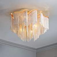 gold aluminum chain ceiling chandelier living room 2021 high quality home decor bedroom light fixture study indoor lighting