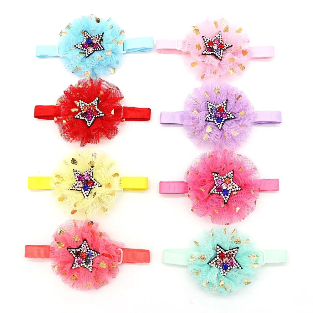 30 шт галстук-бабочка для собаки Новый стиль смешанный цвет кружева с бриллиантом