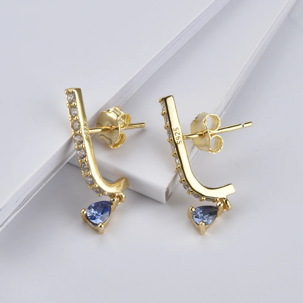 Серьги-подвески ANDYWEN из стерлингового серебра 925 пробы с золотистыми линиями