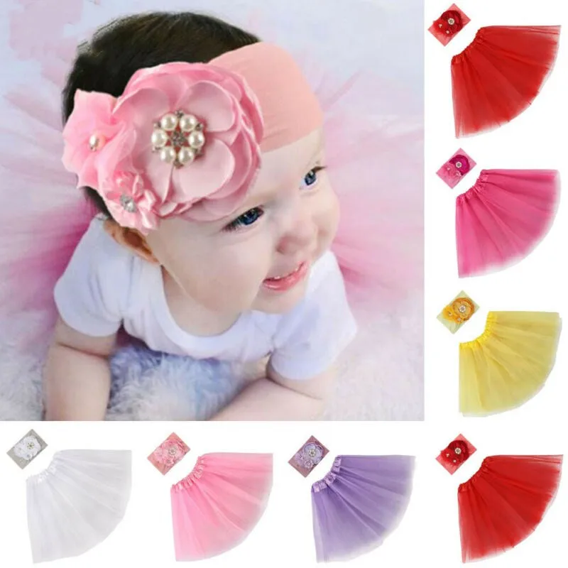 2020 г. Новая Детская повязка на голову + юбка пачка наряд для фотосессии маленьких