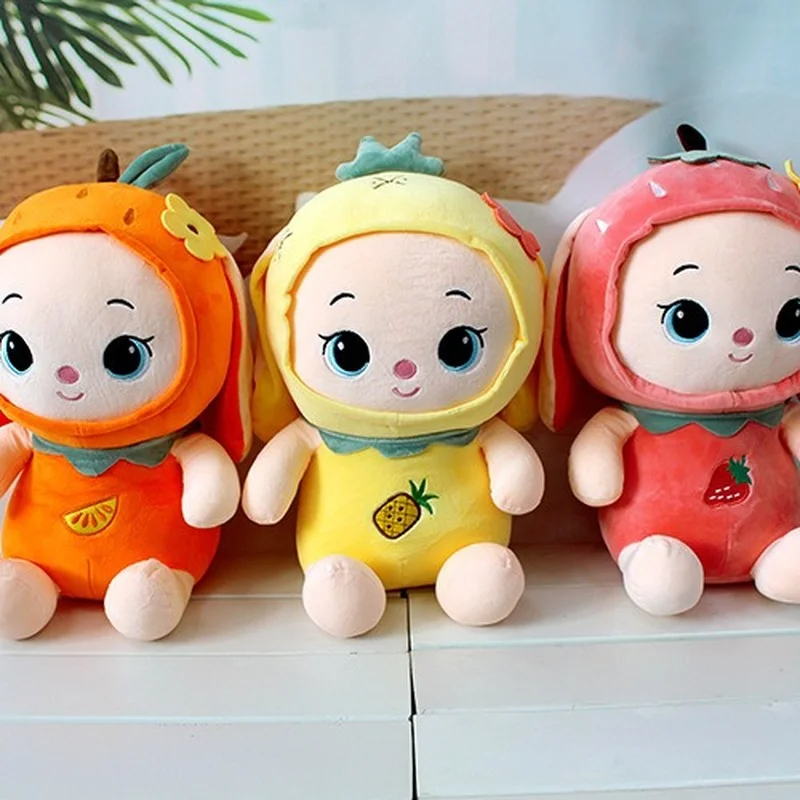 

Симпатичный кролик с длинными ушками в виде фруктов, плюшевая игрушка, кролик, кукла, кровать, Подушка для сна, королева, принцесса, кролик, д...