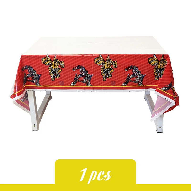 Tablecloth День рождения, вечерние, трансформация, Шмель, Автоботы, набор для вечеринки, украшения, бумажные стаканчики и тарелки, флаг, скатерти для детей - Цвет: Tablecloth